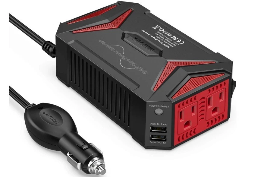 Bestek 300watt Pure Sine Wave Power Inverter Car Adapter DC 12v to AC 110v With - Image 3 of 4