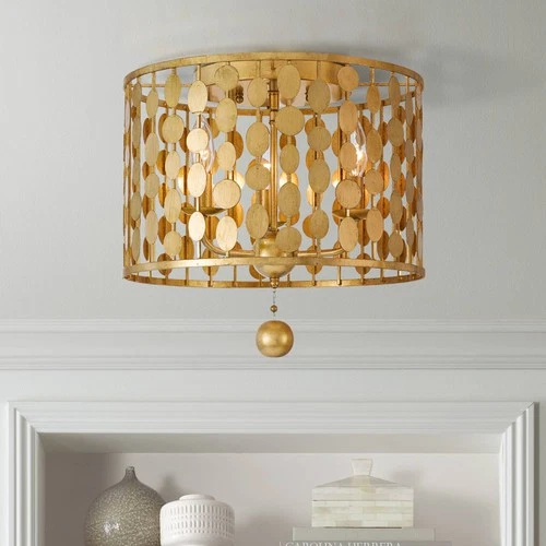 Crystorama Layla 15" Wide Antique Gold Ceiling Light - Picture 1 of 6