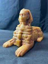 Handcrafted Amber-Colored Sphinx Statue – Ancient Egyptian Guardian Lion Figure