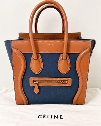 CELINE   Luggage Micro Shopper Denim x Leather from Japan