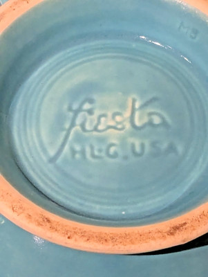 Vintage 1972 Fiesta HLC USA Teapot C Handled Turquoise Fiestaware Stamped MB