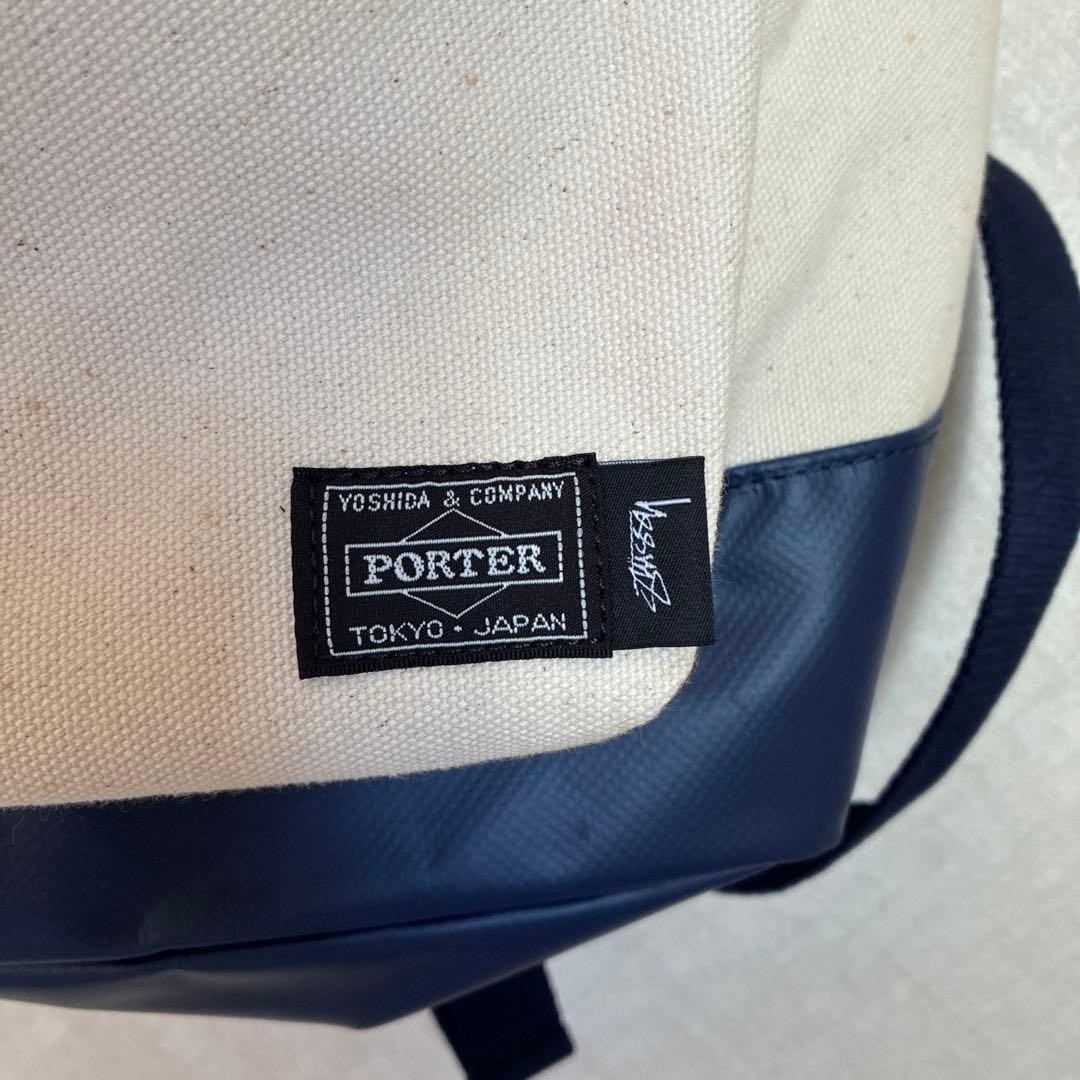 Stussy × Porter Backpack Blue Collab Waterproof Durable Used Japan