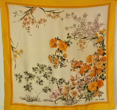 SET 5 quadratische Seidentücher VINTAGE Silk Scarf Seta 80-90cm