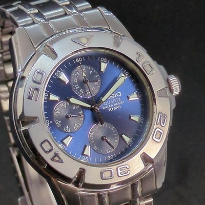 CASIO MTD-1047 blaues Zifferblatt Quarzuhr aus Japan