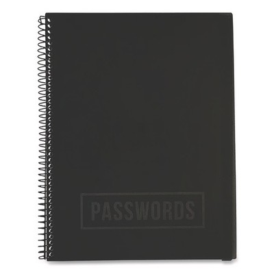 Large Password Log Book, 384 Total Entries, 4 Entries/Page, Black Plastic Cover,