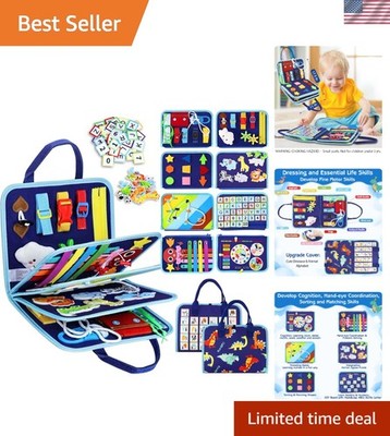 Toddler Sensory Busy Board for Fine Motor Skills - Travel Friendly Design