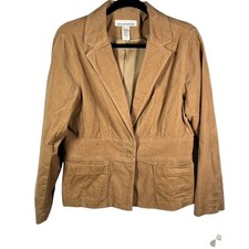 JONES NEW YORK SPORT Women's Tan Corduroy Blazer Jacket Size L Button Front New