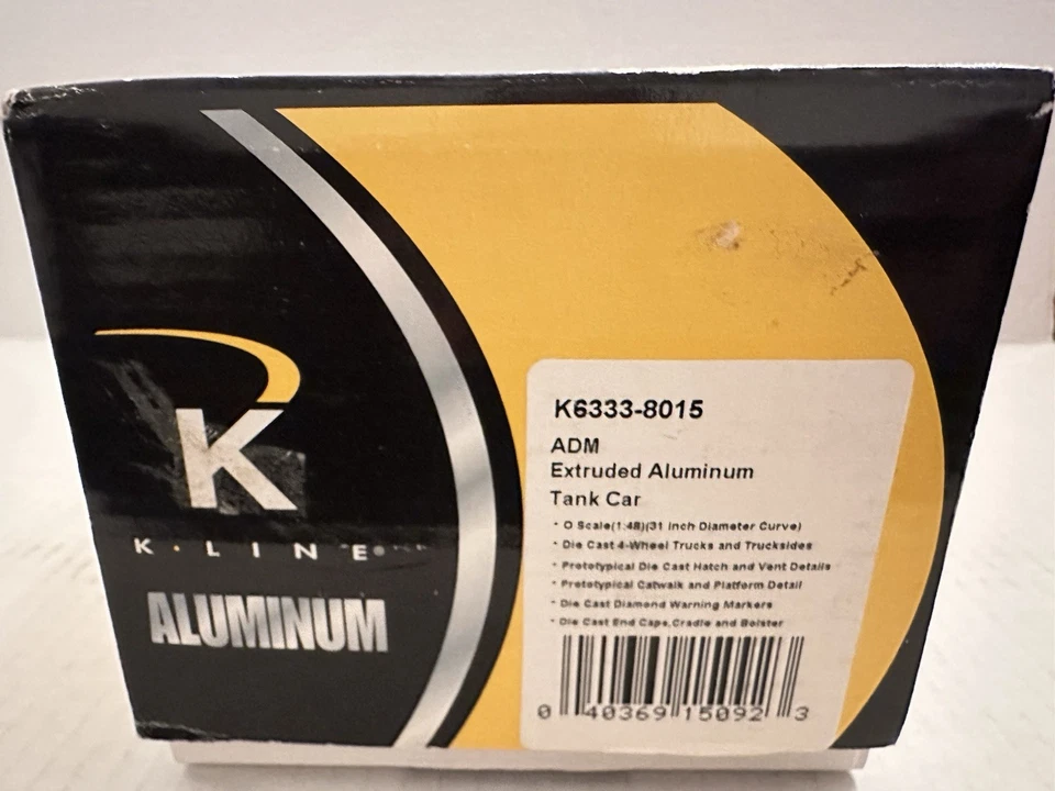 K Line O Scale K6333-8015 ADM Extruded Aluminum Tank Car - Image 2 of 3
