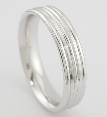Benchmark 14K White Gold Comfort Fit Wedding Band 4.5mm Size 6.5
