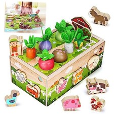 Montessori Wooden Sensory Toddler Toys: Toy for 1 Year Old Boys Girls Farm