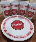 Vintage Melamine Gibson Coca-Cola SET( 4) Cups, (4) Plates