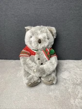 Vintage Modern Woman Koala Bear Plush Mom & Baby Christmas Sweater 14" Toy Lovey