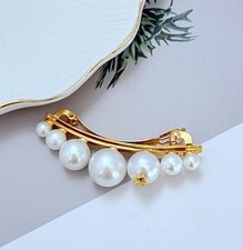 New! Tory Barrette Pearl in Gold with Jewelry Pouch