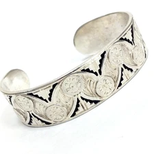 Vintage Montana Silversmiths Silver Plated Floral Cuff Bracelet 7" Jewelry