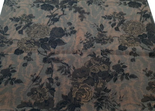 BTY 10673 DAIWABO Selection EE Schenck Dark Brown on Brown Floral Cotton Fabric - product listing photo