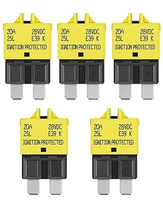 20 Amp ATC/ATO Resettable Fuse 20A Manual Reset Standar Color: E39-20A-5 Packs