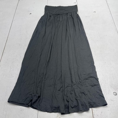 Ficerd Skirt Womens Small Gray Maxi Jersey Knit Elastic Waist Pockets Stretch