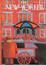 1964 New Yorker Magazine COVER ONLY Robert Kraus ART Cart Salesman 