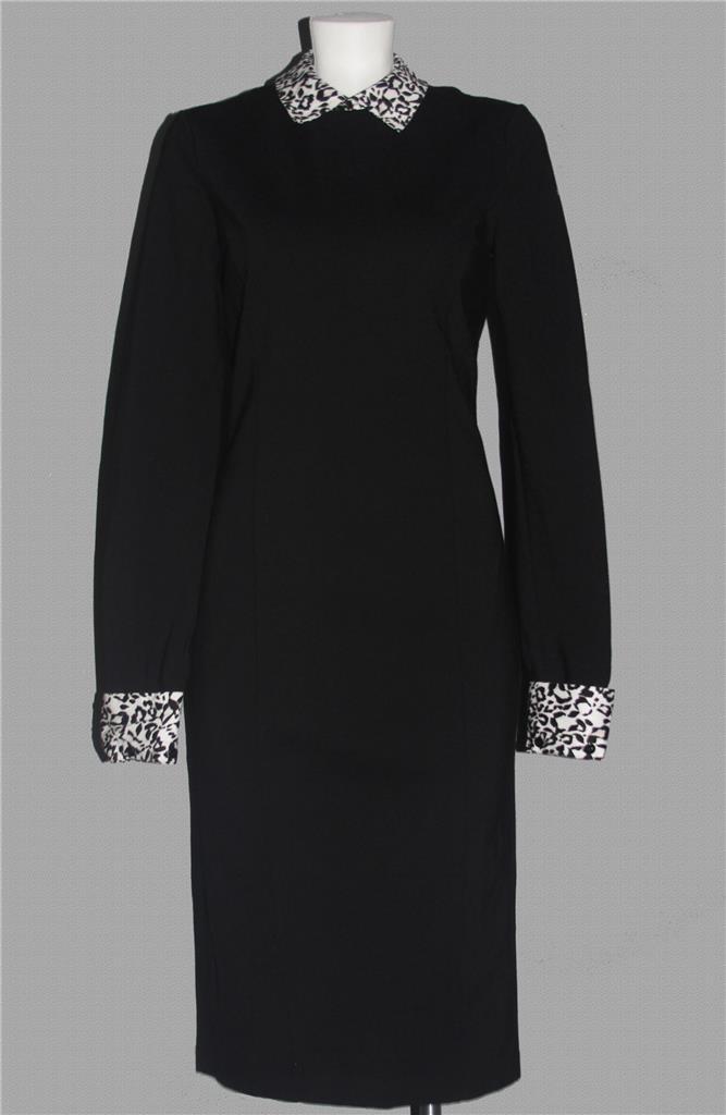 black bodycon dress with collar Women's Black Textured Ruched Collar Dress