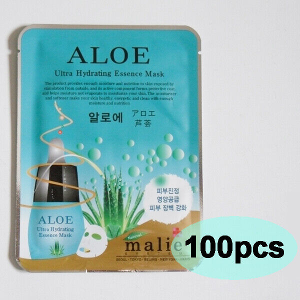 100pcs MALIE Seasonal Wrap Introduction ALOE Essence Face overseas Mask Moisturizing Sheet 25g Packs