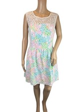 Lilly Pulitzer Morrison Lace Overlay Dress Size 8 Fit and Flare Party Blue Pink