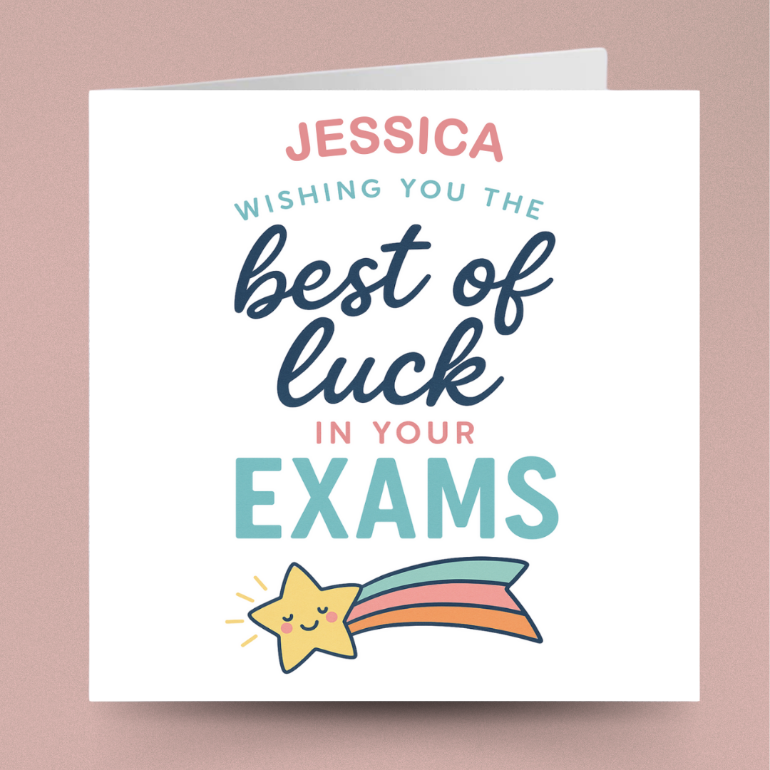 Good Luck In Your Exams Card Personalised GCSE Exams A Levels SATS Tests Mocks