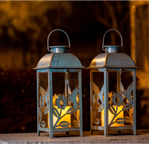 SteadyDoggie Solar Lanterns 2 Pack Hummingbird Blue - Hanging Solar Lights with - 第 1/8 張圖片