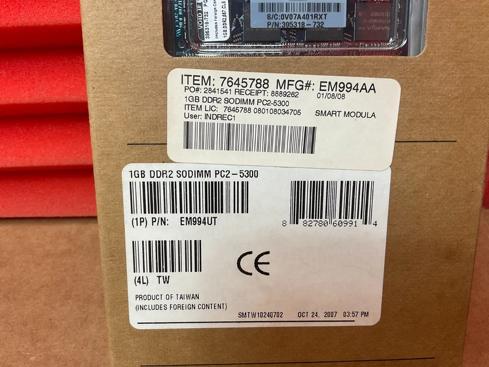 hp Compaq 1GB PC2-5300 DDR2 SO SDRAM DIMM EM994UT ✅❤️️✅❤️️ BRAND NEW!!!! - Image 3 of 4