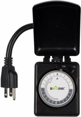 BN-LINK Outdoor Mechanical Plug in Outlet Timer -Heavy Duty 24 Hr Dual Outlet