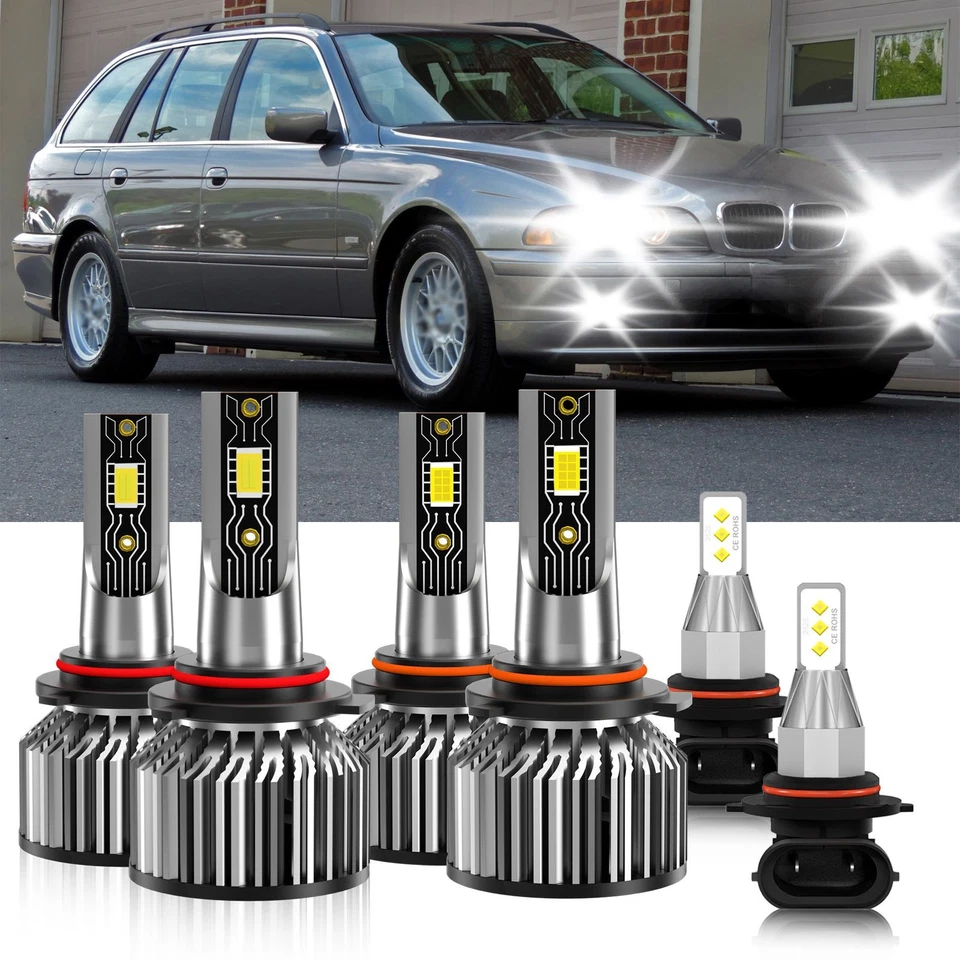 Para BMW 525iT 1993 Bombilla Faro LED Alto Bajo + Kit Luz Antiniebla Blanco Super Brillante Foto 2 de 4
