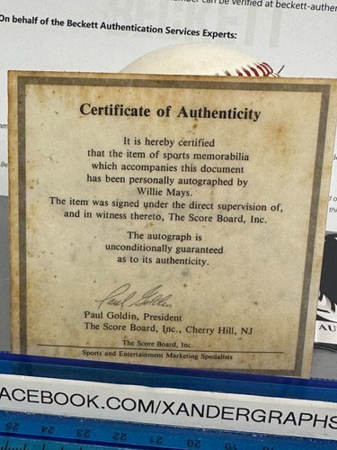 WILLIE MAYS SIGNED AUTOGRAPHED RAWLINGS OML NL BASEBALL-BECKETT BAS LOA LETTER - Picture 9 of 10