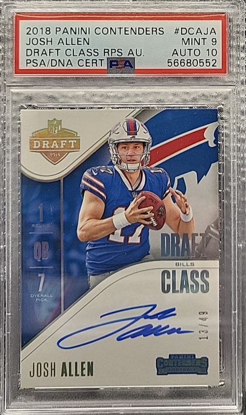 Josh Allen 2018 Contenders Draft Class Rookie Dual Auto 13/49 PSA 9 w/10 Auto!! 