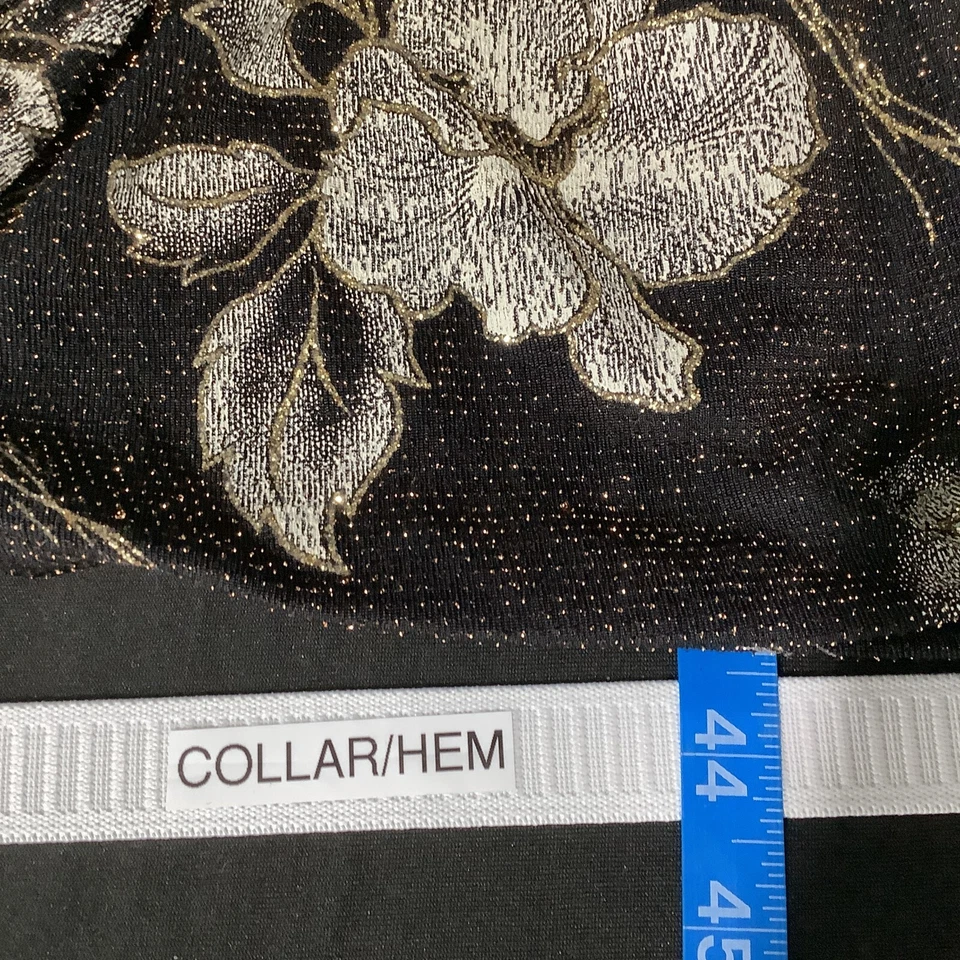 Vintage Robbie Bee Dress Womens 3X Black White Gold Sparkles Stretch Faux Wrap - Image 4 of 4