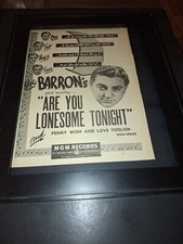 Blue Barron Are You Lonesome Tonight Rare Original 1950 Promo Poster Ad Framed