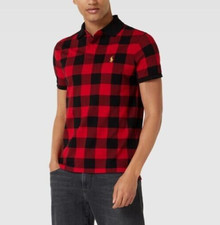 Ralph Lauren Men's SZ M RED BLACK CHECK Tartan Mesh Custom Slim Fit Polo Shirt