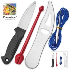 DANIELSON 4pc FISHERMANS ESSENTIALS TOOL KIT KNIFE HOOK REMOVER SCALER STRINGER