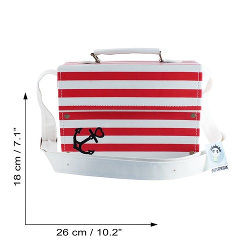 Kameratasche Koffertasche AHOI ANKER rot weiss gestreifte Tasche Umhängetasche - Picture 5 of 9