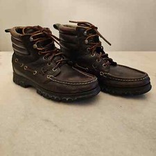 VTG Ralph Lauren WU7813 Women's Brown Leather Round Toe Lace-Up Ankle Bootie 9B