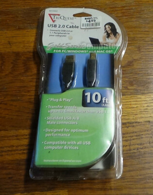 TriQuest  USB 2.0 CABLE 10 FT FOR PC and MAC Gold Series