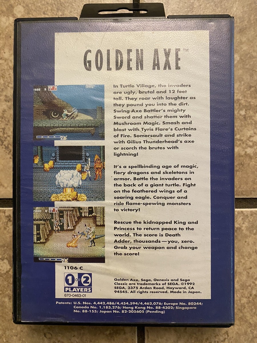Golden Axe (Sega Genesis, 1989) Complete In Box, Authentic