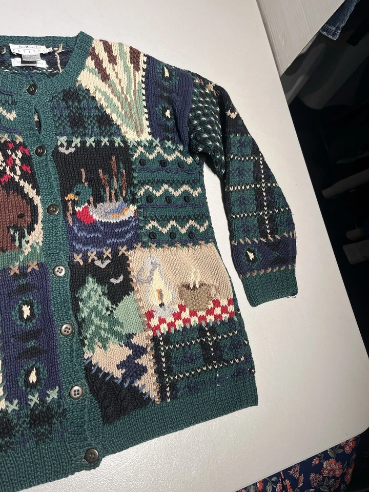 Suéter de Navidad Talbots para mujer pequeño PP tejido a mano cárdigan vintage tejido a mano Foto 3 de 4