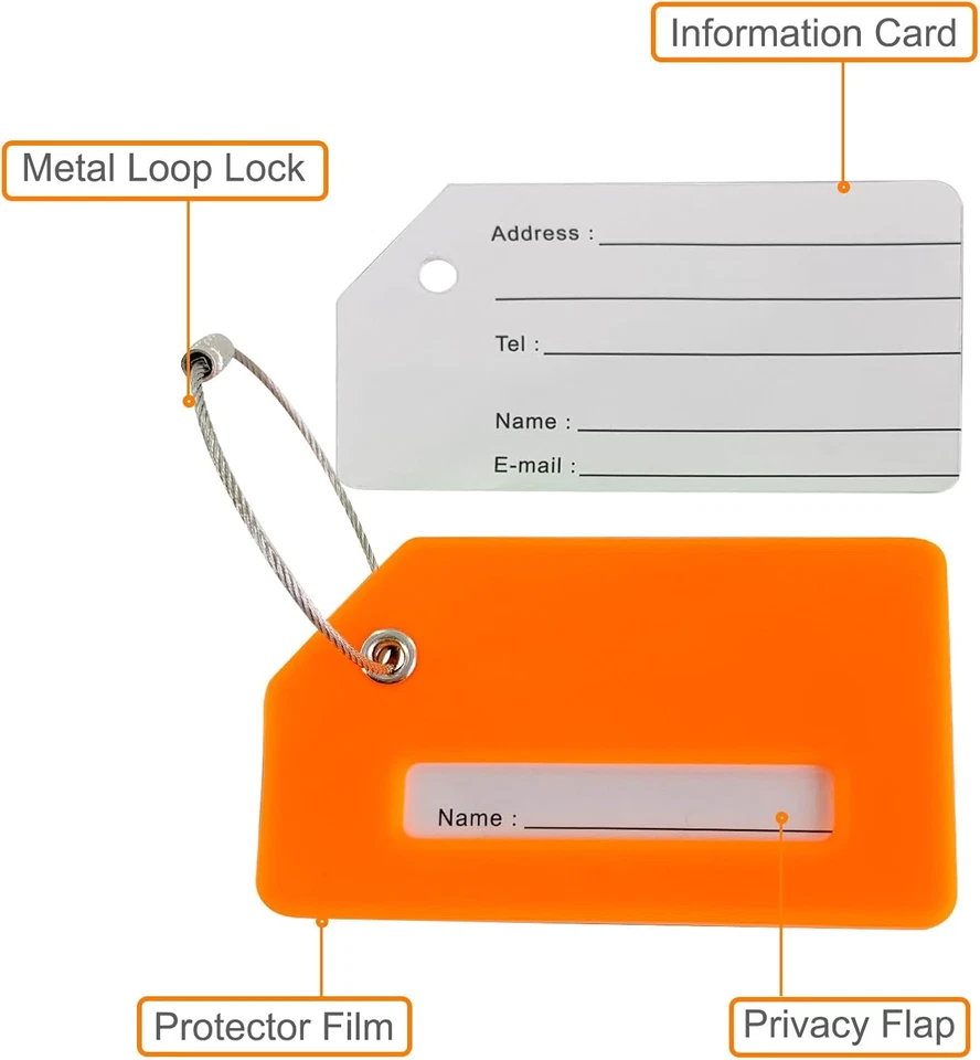 Paquete de 2 etiquetas de silicona para equipaje para maletas etiquetas para equipaje, equipaje Foto 4 de 4