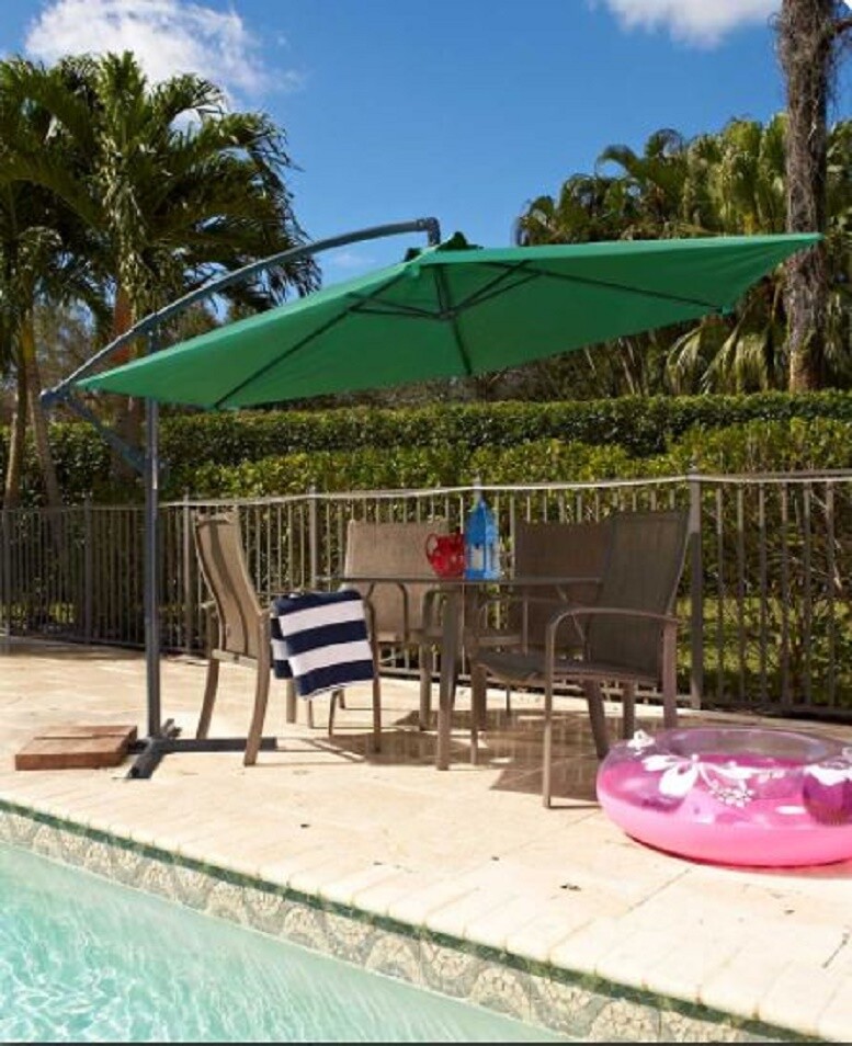 Offset Cantilever Umbrella Vented Folding Pool Shade Deck Yard Square Umbrellas For Sale Online Ebay