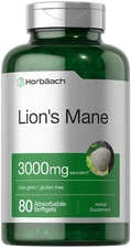 Lions Mane Mushroom 3000mg | 80 Softgels | Non-GMO & Gluten Free | by Horbaach