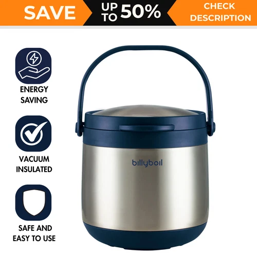Billyboil Thermal Cooker Stainless Steel and Vacuum Insulated Cooking Pot 4.5/3L