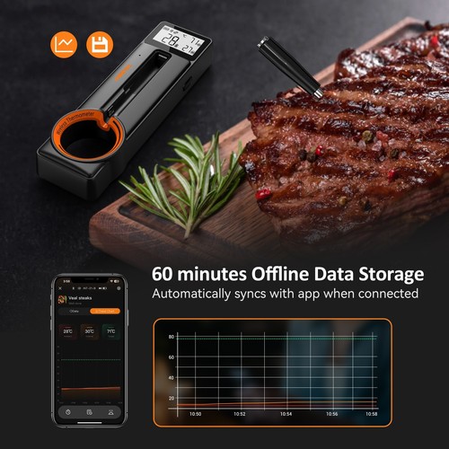 Kabellos Grillthermometer Bluetooth Fleischthermometer Ofen Smoker Grill IP67 DE - Bild 9 von 22