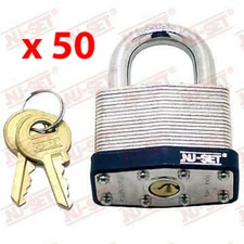 Laminated Steel Padlock 40mm 1-1/2" Box of 50 Keyed Alike