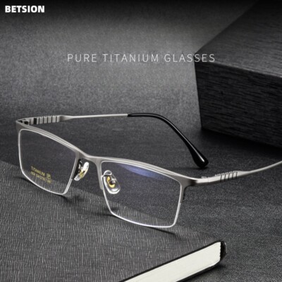 Titanium Ultra Light Eyeglass Frames Half Rimless Men Fashion Glasses Square