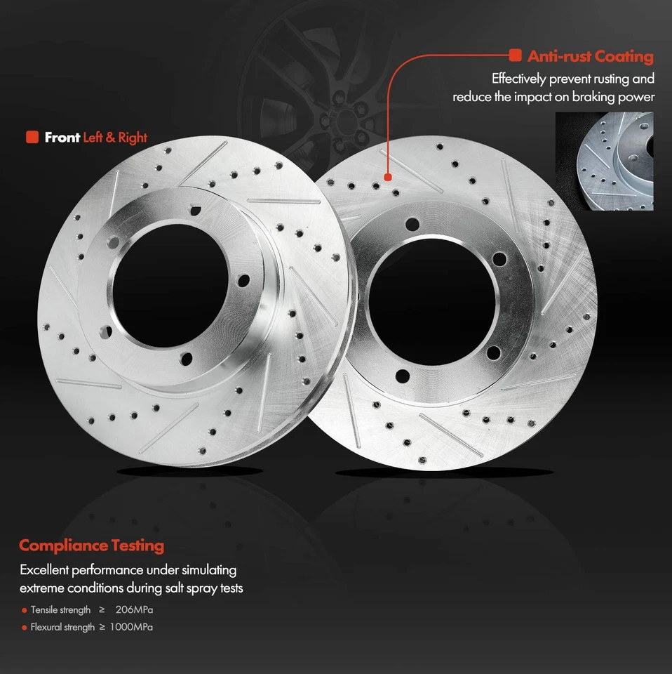 Rotor de freno delantero perforado para Toyota Land Cruiser Lexus LX470 1998-2007 V8 4,7 L Foto 2 de 4