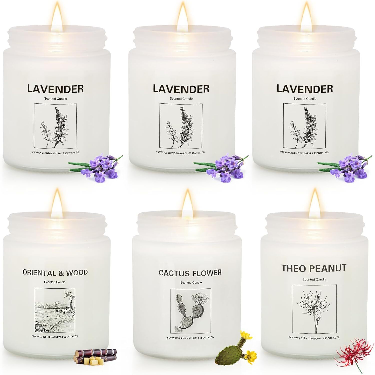 Lavender Scented Natural Soy Cream Candles for Home Gifts Set-image